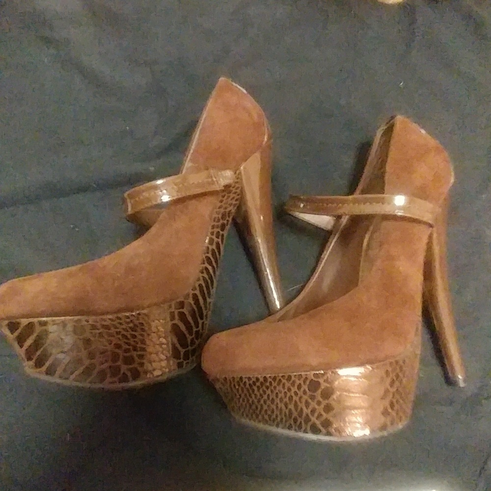 Just Fab Taleen Brown Mary Jane Stiletto